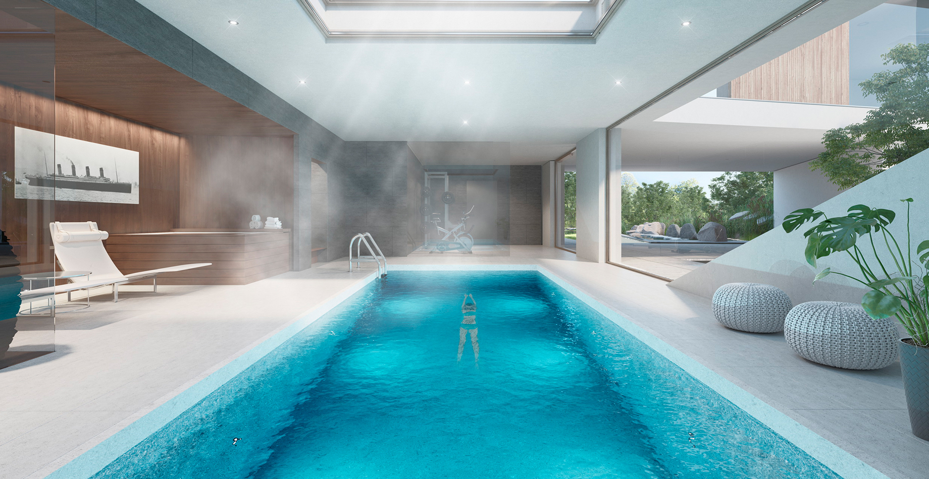 velkorysé fitness a spa s interiérovým bazénem